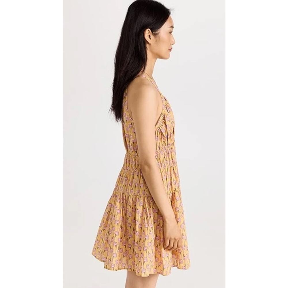 Ciao Lucia Zeta Dress XS Yellow Pink Floral Cotton Empire Waist Smocked Mini NEW - Picture 3 of 14